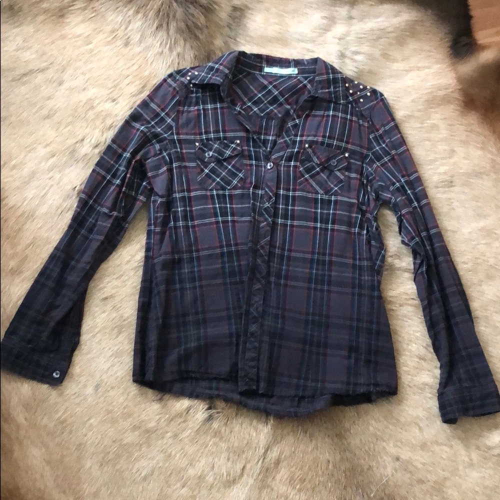 Plaid button down maurices top